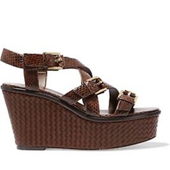 Michael Kors Collection Varick Snake Print Wedge Sandals - Picture 3 of 12